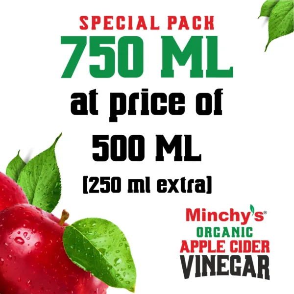 Organic Apple Cider Vinegar - 750 ml - Buy 1 Get 1 Free - Image 2